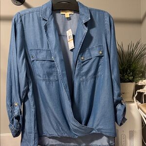 MICHAEL Michael Kors Blue Wrap Blouse